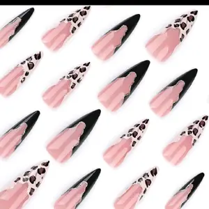 Long Acrylic Press on Nail Tip - 24 Pcs Animal Print Decorated Nail Tips