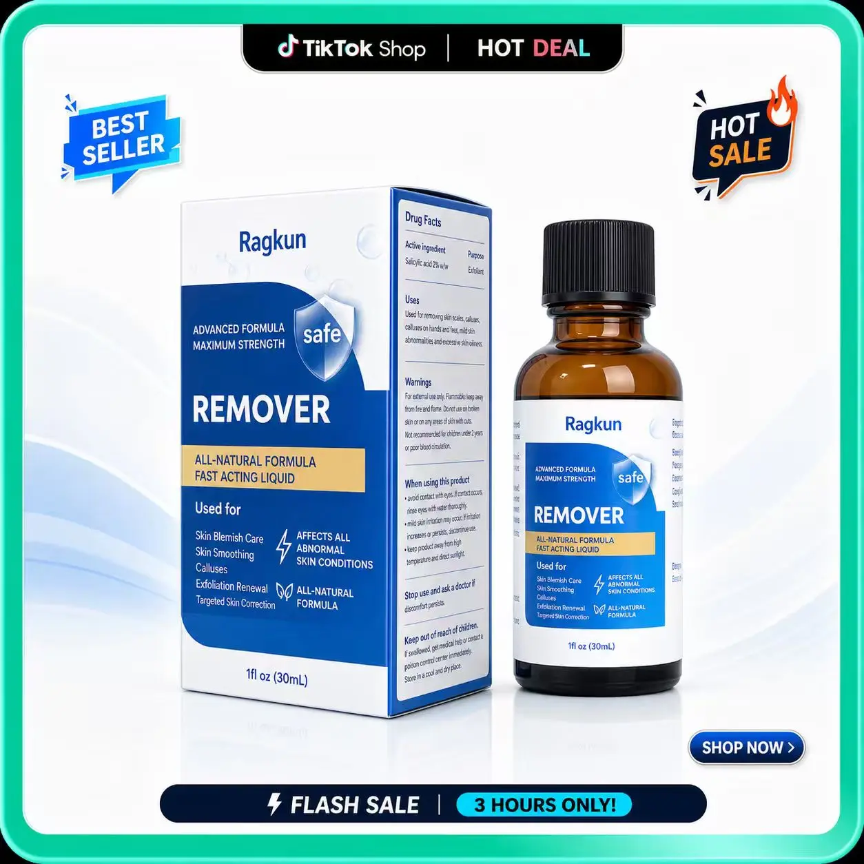Ragkun Exfoliating Peeling Gel - Liquid Solution for Dead Skin Removal and Skin Restoration for a Smoother Complexion, Exfoliating Scrub