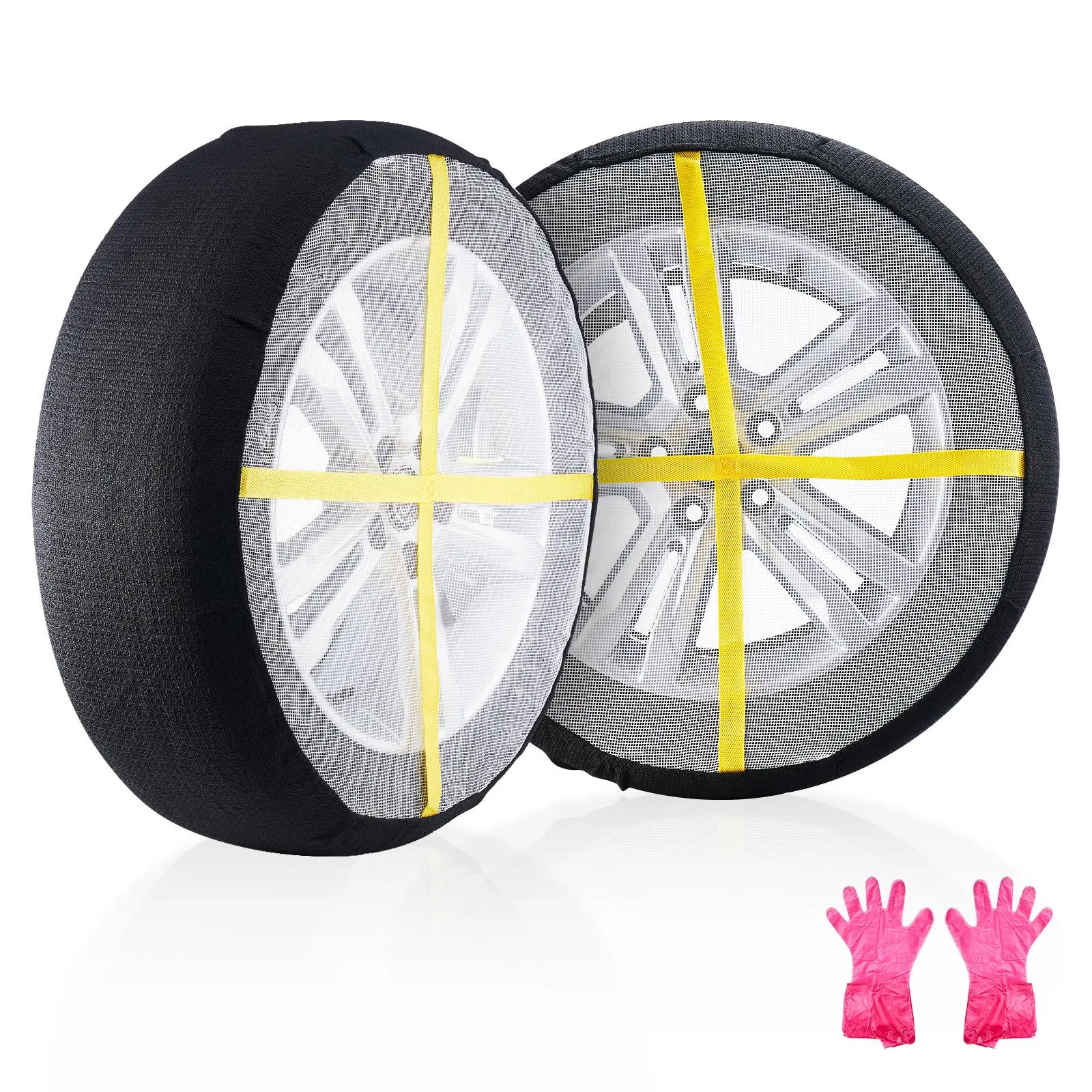 【BackToSchool】VEVOR Thickened Snow Socks for Tires, Polyester Fiber Tire Socks with Elastic Straps, Snow Traction Tire Cover for Car, SUV, Pickup and Truck (Pack of 2)-Medium