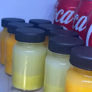 Small Glass Juice Storage Container with Lid and Label Sticker, 60 mL Leak-Proof Bottle, Classic Round Design