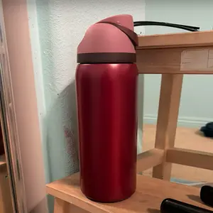 Ow-Color:Burgundy Bay Capacity 32 Ounces / 945 Milliliters, Double-Layer Vacuum Insulated Portable Drinking Cup - Cold-Resistant Stainless Steel Water Bottle with Straw, Comes with Handle and Spout, Suitable for Exercise Use, Must-Have for Travel- Flasks