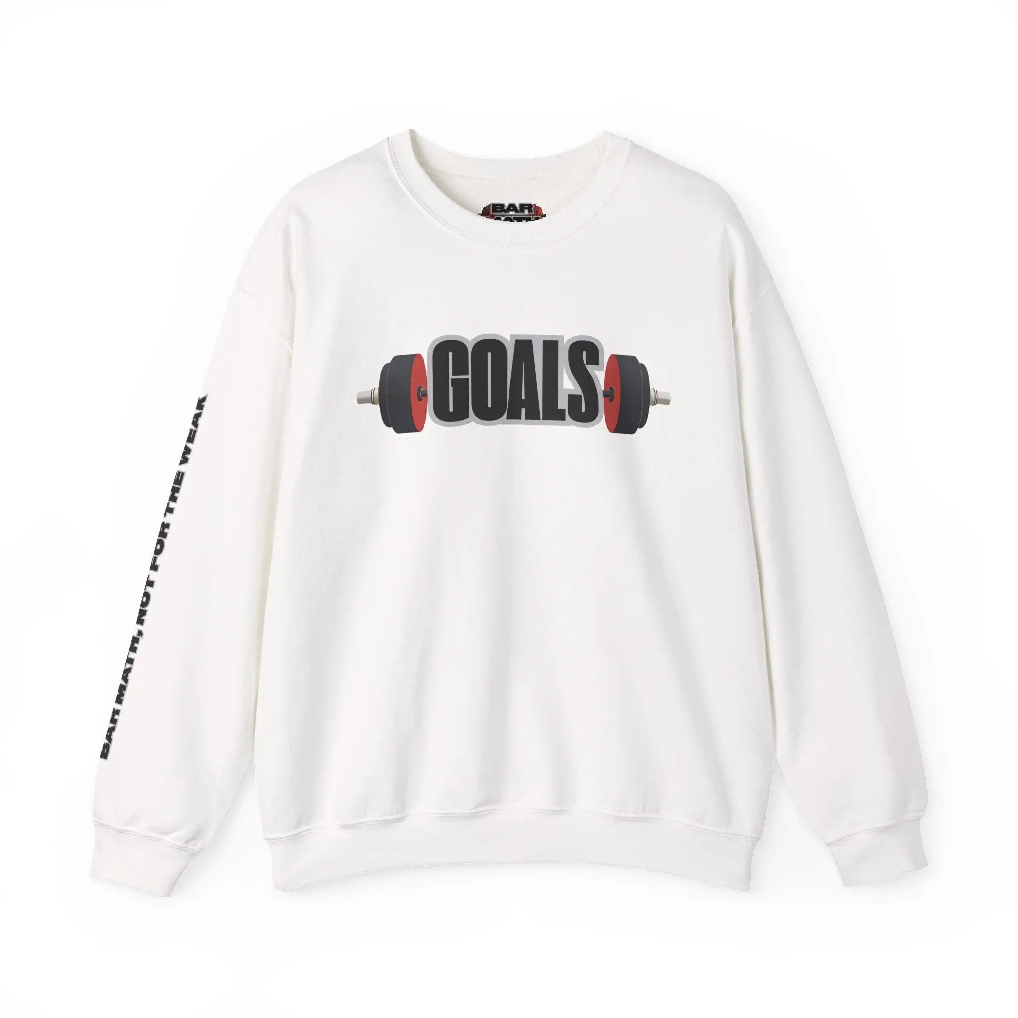 Women's Original Cotton-Poly Knit Ribbed Hoodie - Pull-On Long Sleeve Round Neck Sweatshirt with "GOALS, BAR MATH" Print, Casual Fit, Barbell Design, Fabric, Do Not Dry Clean