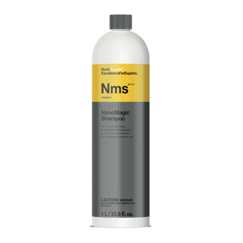 Koch Chemie NanoMagic Shampoo NMS | Cleans and Seals in One Step | Deep Hydrophobic Gloss on Paint Glass and Exterior Plastics | Hand Wash Mix 1 to 200 Yields Up to 20 Bucket Washes | 1 Liter