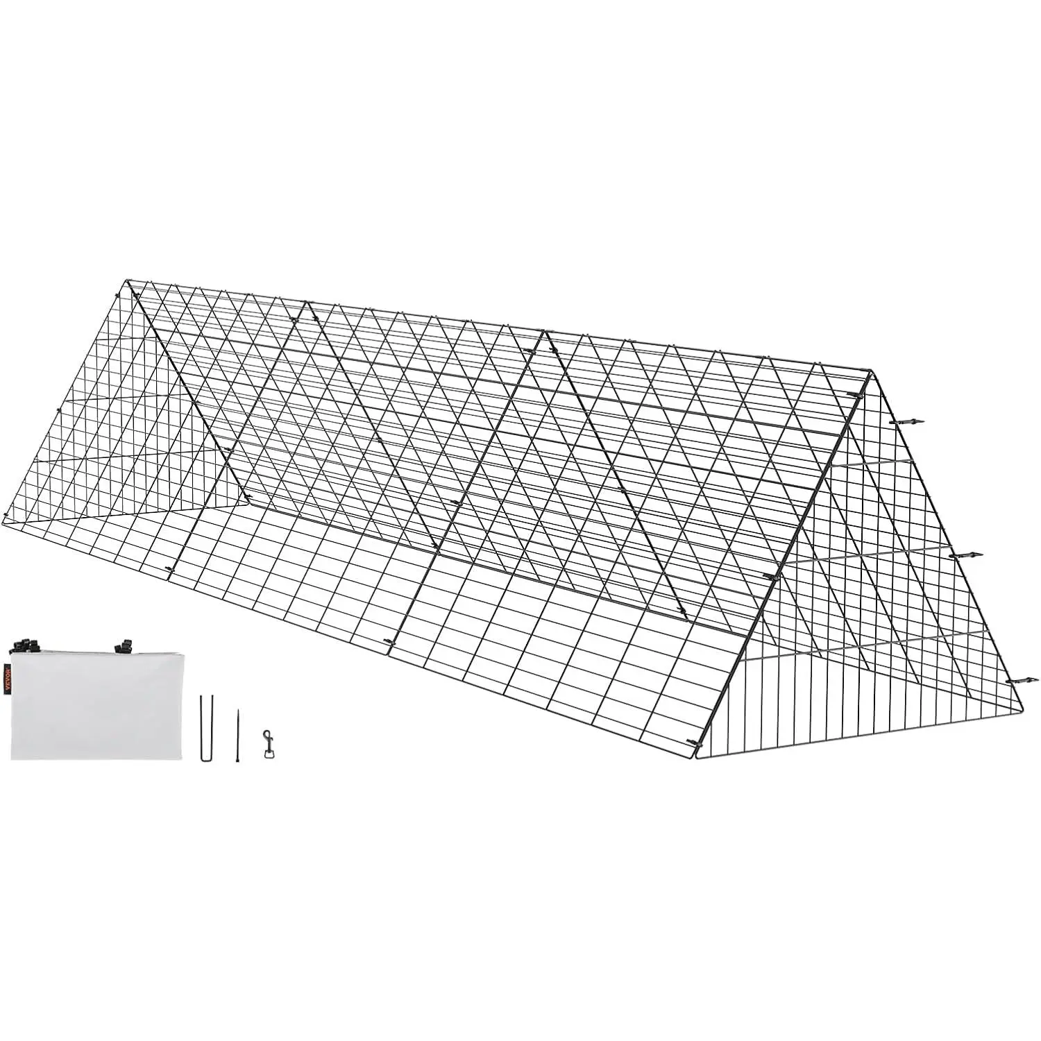 VEVOR Collapsible Chicken Tunnel, 118.1x28x24.2in Portable Yard Tunnel with 30x Zip Ties, 9x Ground Stakes, Easy Installation, All-Seasons Free-Range Activity Space for Ducks