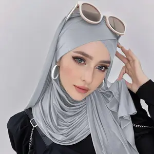 Modesty Muslim Women Soft Chic Plain Solid Color Single Layer Cross  Stretch Jersey Hijab Scarf MH059 Tudung Daily