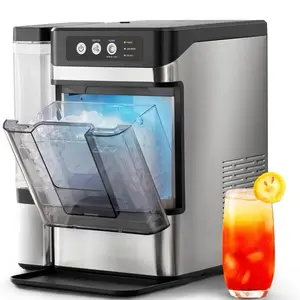 Nugget ice maker countertop 0.8Gal Removeable Tank, 41lbs/24H, One-Touch Fast Ife in 6 min, Chewable Nugget Ice, Self-Cleaning & Ultra Quiet, Stainless stesteeled for Home/Office/Party/Camping