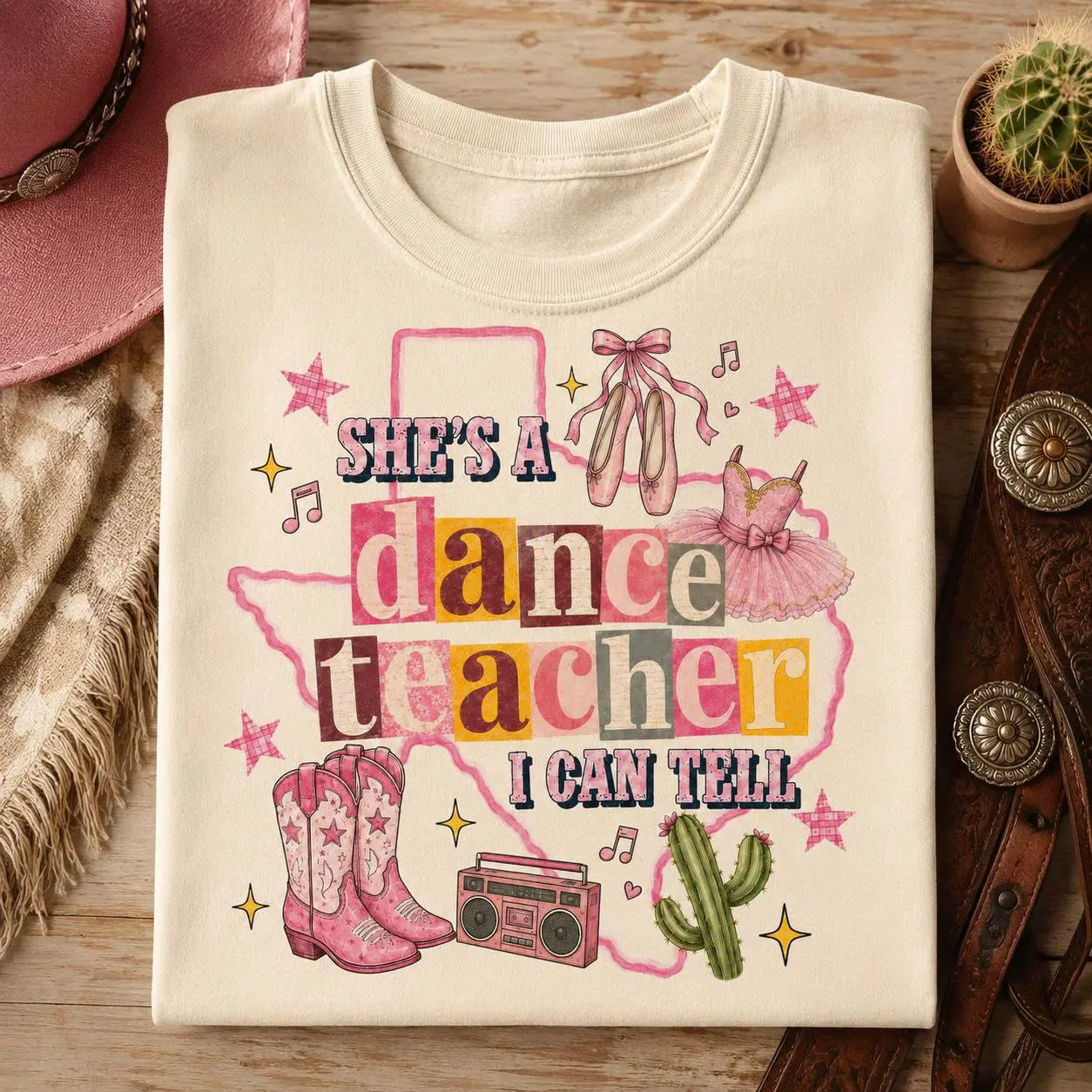 Custom State Dance Teacher Shirt, Personalized Ballet Instructor Tee, Preppy Western Dance Coach Gift, Coquette Cowgirl Top, Dance Recital