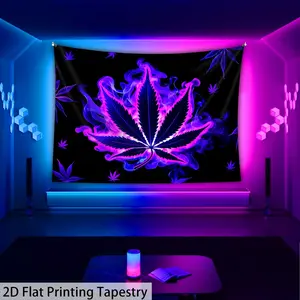 2D Flat Print Rug - Leaf Design, Large Size, Easy Home Decor for Bedroom, Office, Living Room, No Installation Needed