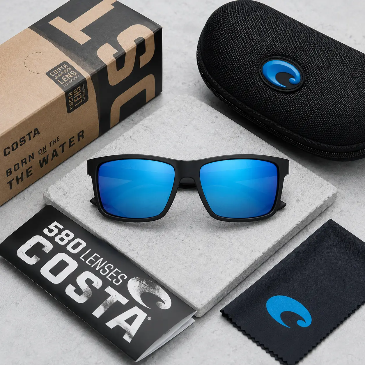 Costa Del Mar Rinconcito Polarized Sunglasses for Men and Women, UV400 Protection, Anti-Blue Light, Windproof and Dust-Resistant Eyewear with Box and Cleaning Cloth