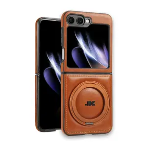 For Samsung Galaxy Z Flip 7 6 5 4 3 Magnetic Flip Phone Case Magnetic Leather Phone Cover Ring Bracket Shockproof Protect Cover