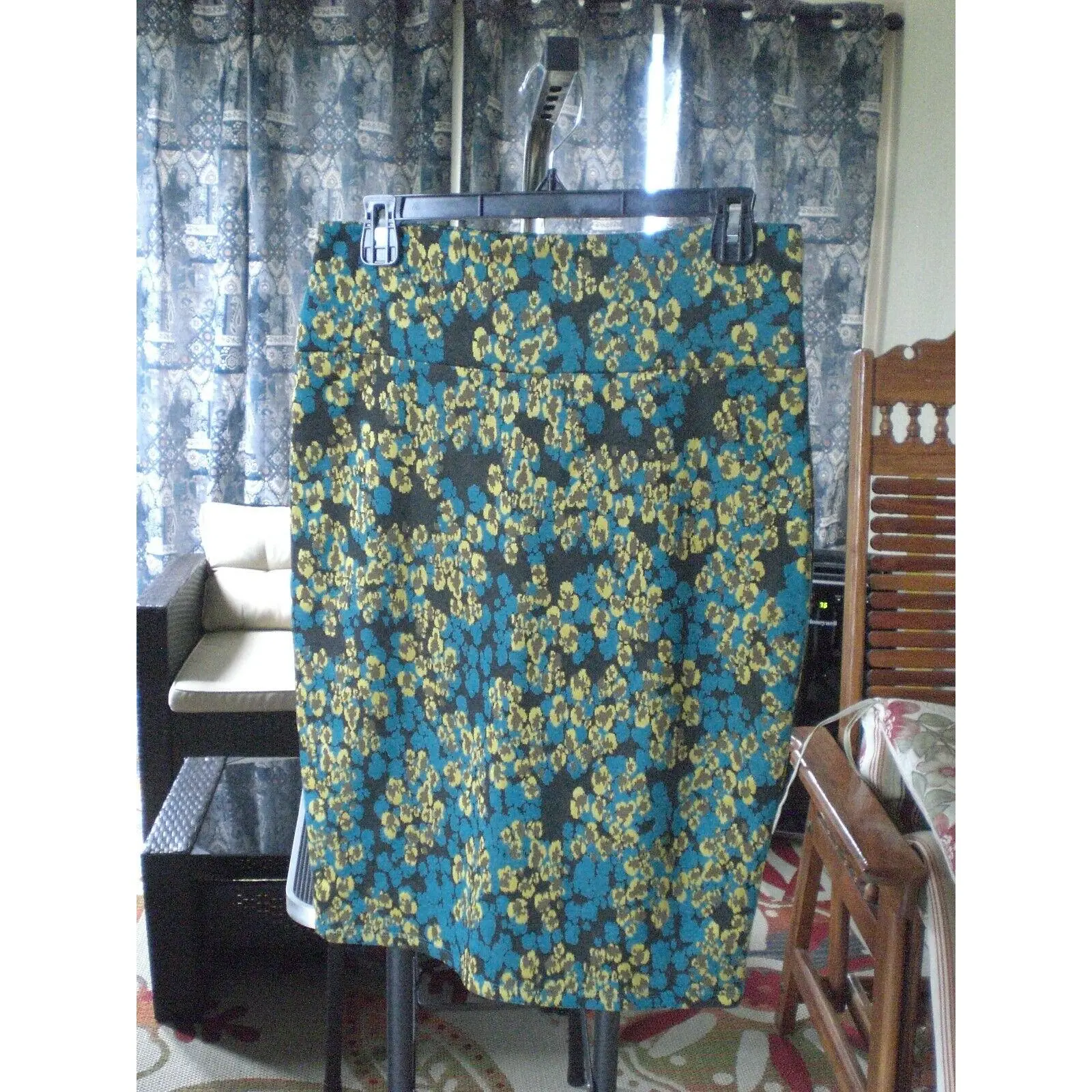 LuLaRoe Cassie Skirt Teal Black Gold MEDIUM