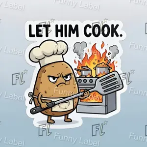 Let Him Cook Funny Potato Chef Meme Sticker