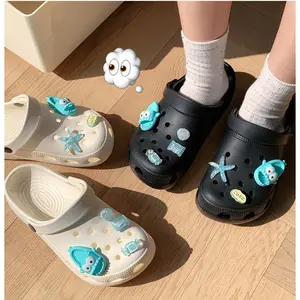 USOQ Shoe Charms For Crocs Cute Accessories Mini Shark Slippers Adaptation Cave Shoes Crystal Accessories Flower Sandals DIY Decorative Accessories