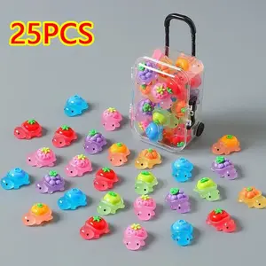 25pcs Mini Resin Tortoise Figurines + 1pc Mini Luggage Box Set,Glow-in-the-Dark Turtle Decor, Cute Animal Design, Random Shipping, Home Decor, DIY Crafts, Office Desk Decoration
