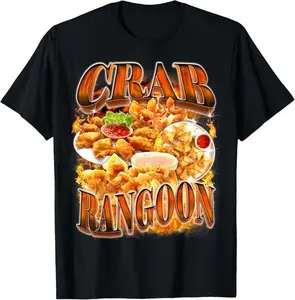 100% Cotton Unisex Crab Rangoon Meme Bootleg Rap Style 90s Vintage Funny 1990s T-Shirt