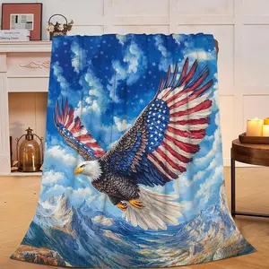 Soft bald eagle blanket and cozy plush blanket with American flag super warm eagle, fluffy fleece blanket, gifts for boys, girls