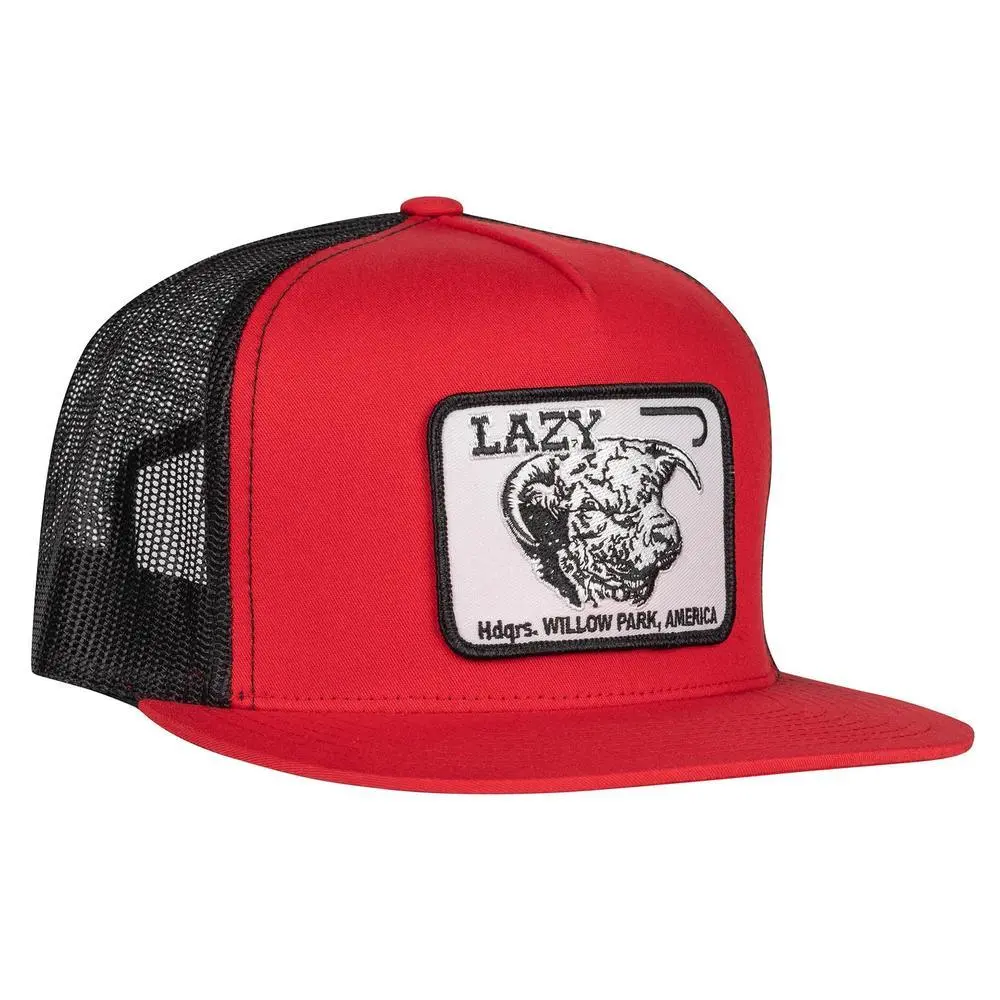Lazy J Ranch Red & Black Willow Cattle Headquarters Classic Five Panel Trucker Hat