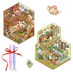 3D Miniature Scene Stickers for Beginner Set DIY Healing Decals Cute Fairy Tale Cozy House Styles Paper Material Easy Decorative Therapy for Journals Scrapbooks Students Back-to-School Gifts