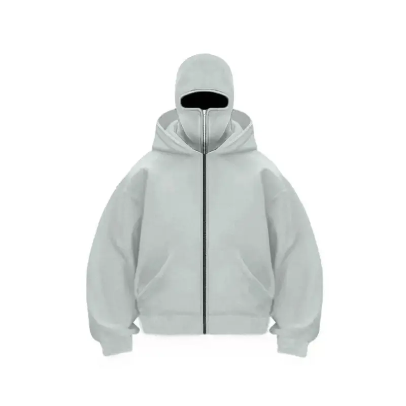 Women's Winter Warm Hooded Sweatshirt, Casual Loose-Fit Pullover with Face Mask Zipper Design, Outdoor Sports Jacket for Fall & Winter