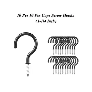 10-Piece 1.25” Screw-in Hooks – Vinyl-Coated, Self-Drilling Hanging Hooks for Plants, Storage, Garages, and More