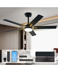 LANMEL 42 & 52 Inch Ceiling Fans with Lights, App&Remote Control, Low Profile Modern Ceiling Fan, 6 Speed, Reversible, 3000k-6500k Dimmable LED, Quiet DC Motor for Indoor Outdoor Use,Black & White