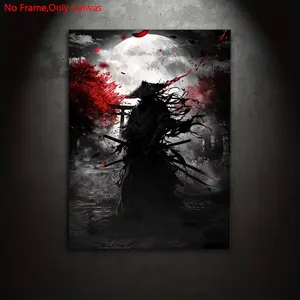 1 piece/set Frameless canvas painting and printing poster, Canvas prints, classic digital illustration art, Japanese Oni Samurai assassin, the perfect gift for video game lovers, ideal for bedrooms, living rooms, Modern home decoration