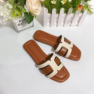 Summer export five-color solid square-toed slippers, trendy large-size outdoor fashion women's shoes