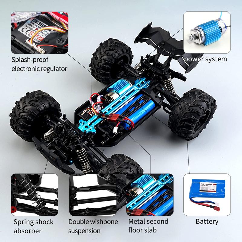 1:16 Full Scale RC Cars, 50 km/h 4WD Off-Road RC Truck with LED Front Lights and Rechargeable Batteries, High-Speed Drift Monster Truck, Perfect Birthday Gift for Kids Aged 8 and Up Remote Control Crawler Remote Control Kart