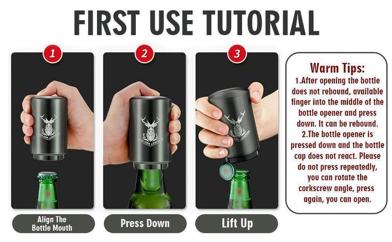 1Pc Automatic Beer Bottle Opener with Magnetic Cap Openers, Stainless Steel Push Down and Pop Off One Handed Opening Bottle Openers for Kitchen Home, Bar Restaurant, Bartender abridor de cerveza