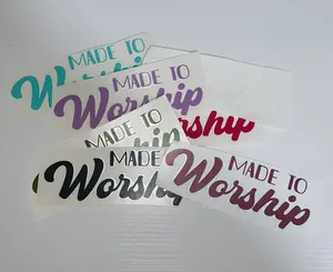 Made To Worship Custom Decal | Permanent Vinyl Decal | Christian Inspiration Stickers | Mirror or Wall Decal | Water Bottle Sticker