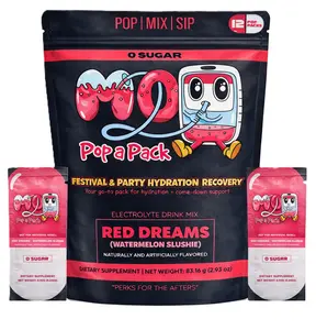 M2O Pop A Pack Red Dreams Electrolyte Drink Mix – Watermelon Slushie – Zero Sugar – Recovery & Hydration Support – 12 Stick Packs