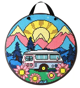 Camper Diamond Painting Kit, ROUND Drills, 12.5" Hanging Sign