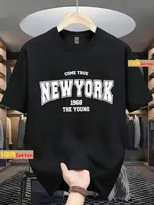 Crew Neck Short Sleeve Casual Style Four Seasons COME TRUE NEW YORK 1968 THE