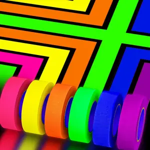 Neon Gaffer Cloth UV Blacklight Tape for Halloween Decor, 6 Rolls Multi-Color UV Fluorescent Glow in The Dark Tape for Party Decoration