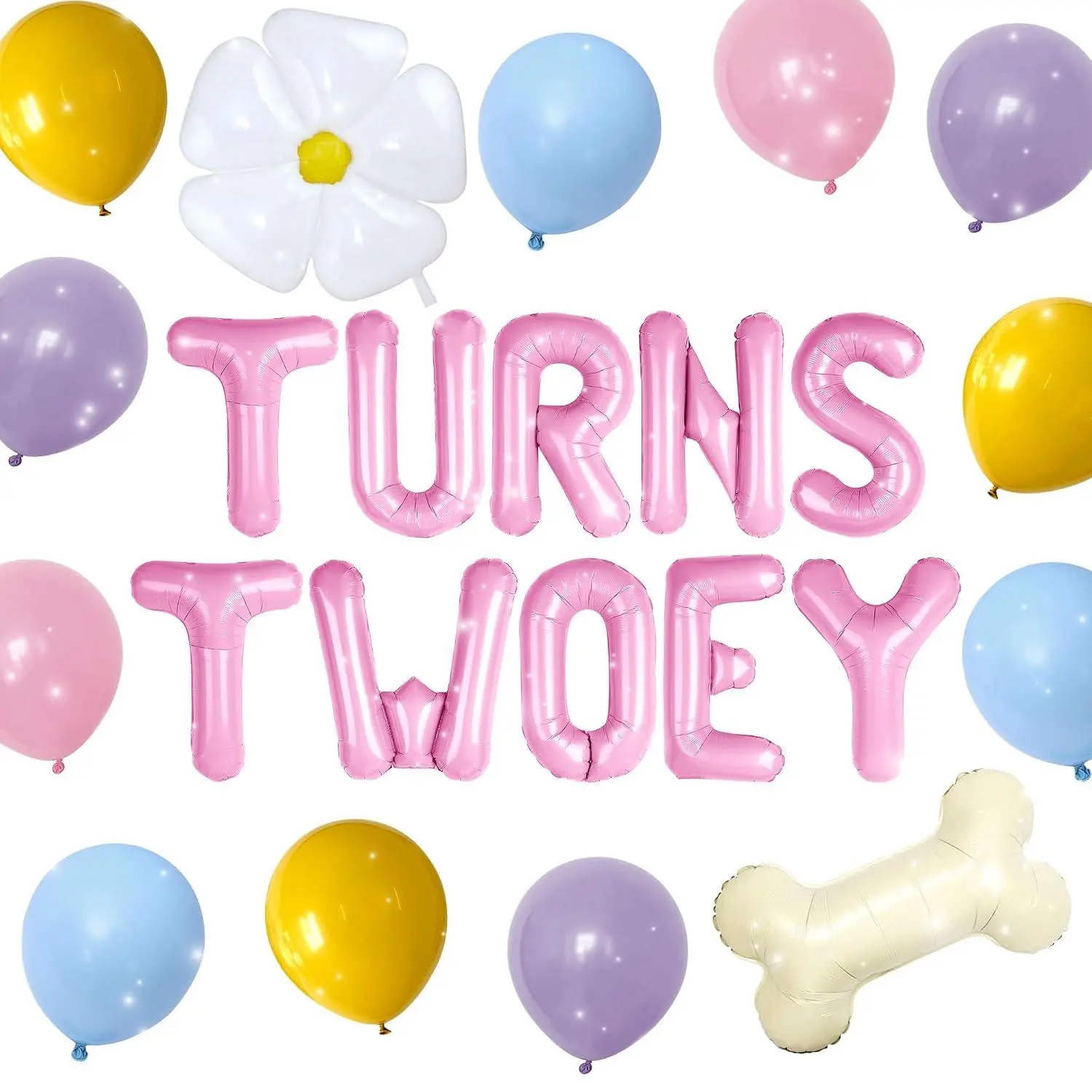 Twoey Birthday Banner Balloons Blue Dog Birthday Party 2Nd Birthday Decorations Daisy Balloons Bone Balloons Party Supplies Favors