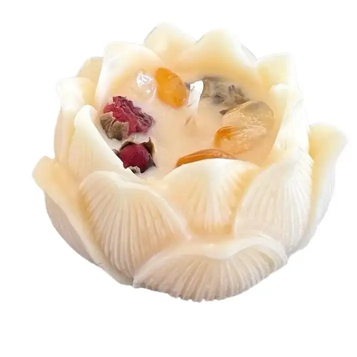 Peace Offering Beeswax Lotus Candle, Citrine Abundance Candle, Natural Honey Aromatherapy, Cute Decorative Candle, Alter, Shrine Candle