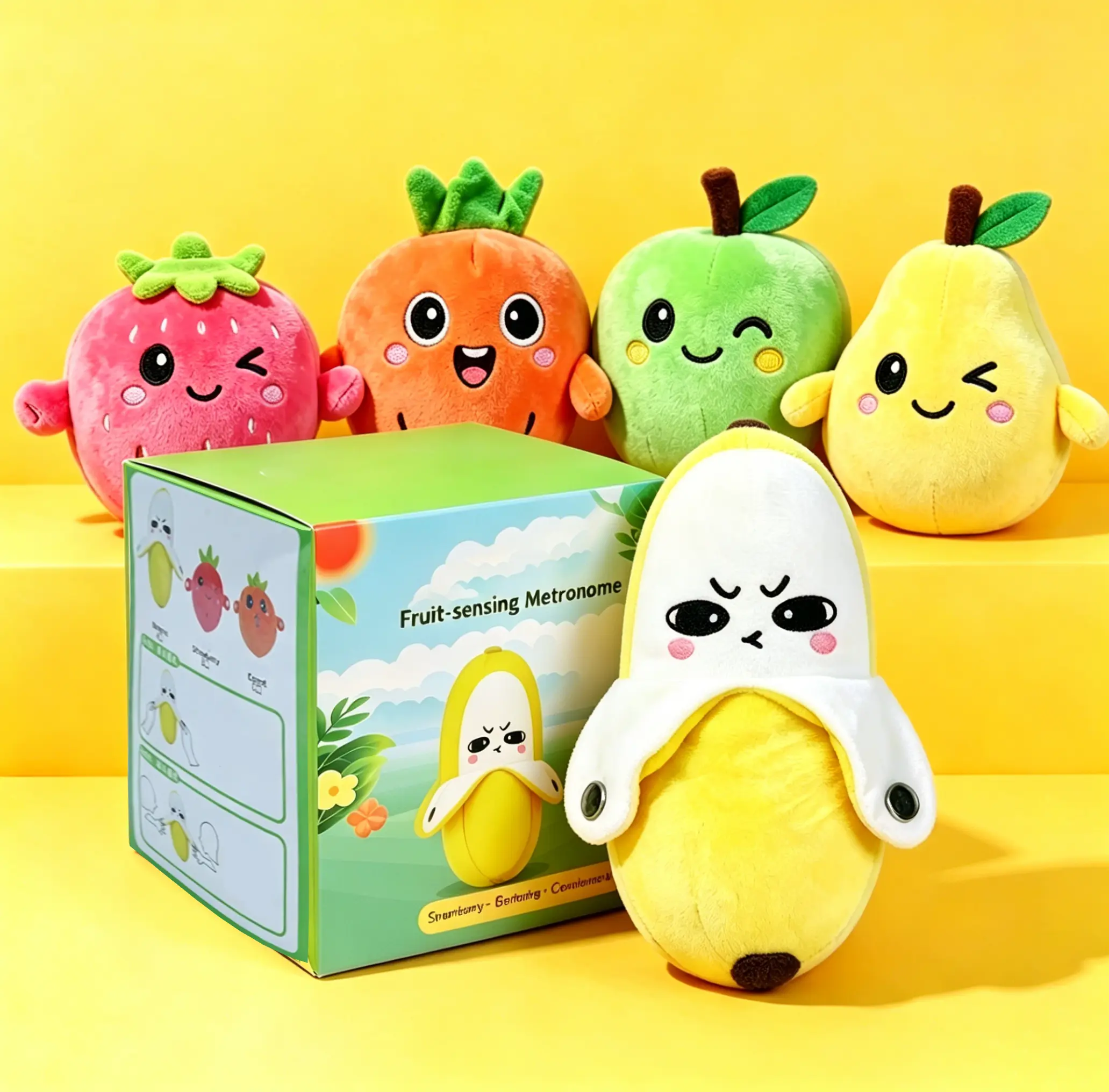 SnugPlay Interactive Music Plush Toy  – Banana, Strawberry & Carrot Electric Plush Toys for Parent-Child Interaction, Couples & Friends Prank Toy, Valentines Day & Easter Party Fun Gift for Kids & Adults stuffed animals cute girly gifts