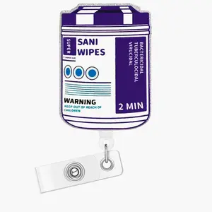 Retractable Badge Reel with Clip, Letter Graphic Swivel ID Badge Holder Reel for Nurse Doctor Student Worker Volunteer, ID Card Holder Nursing Students