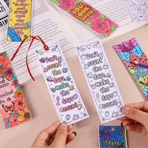 60 Pieces Inspirational Bookmarks, DIY Coloring Bookmarks Double-Sided Motivational Page Markers Clips for Kids Students Teachers Reading Book Lovers Supplies Party Favors