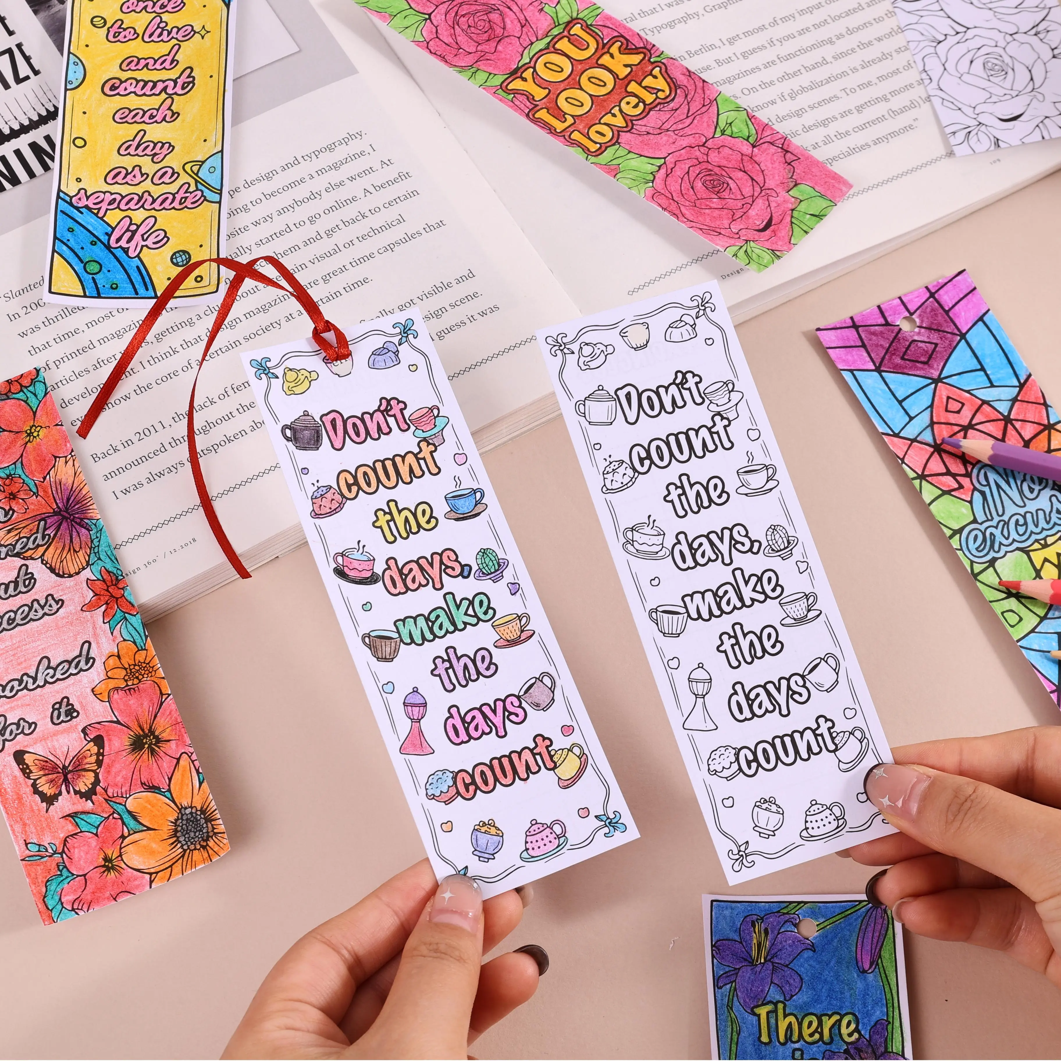 60-Pcs Rectangular Paper Bookmarks, Double-Sided Motivation Office Stationery, Personalizable Supplies, Page Marker Clips for Book Lovers, Great Party Favors for Parties