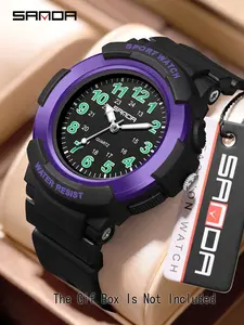 Sanda Student Exam Watch, Simple Design, Large Digital Quartz, Easy to Read Time, Casual Style, Resin Case, All Seasons, Analog Display, Waterproof Watches