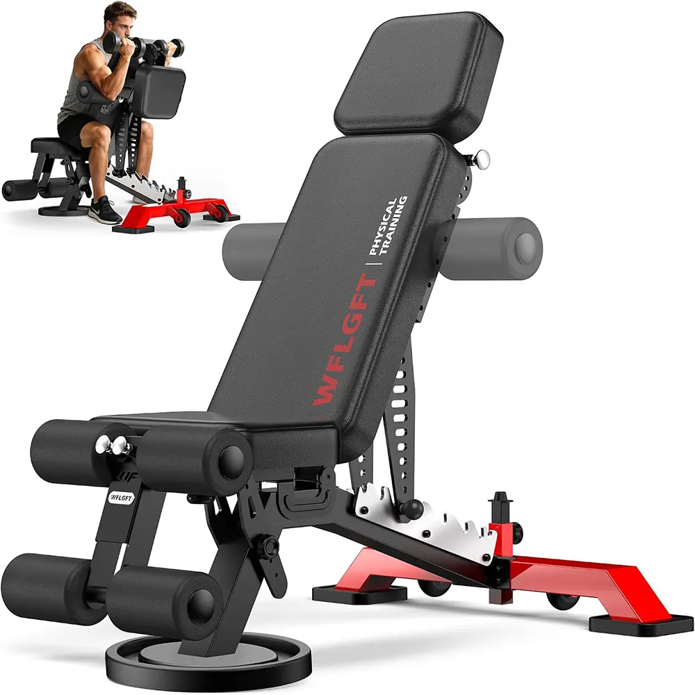 Commercial Adjustable Weight Bench, Heavy Duty 1800LBS | Workout Bench for Home Gym, Flat, Decline, Incline Bench Press, Removable Leg & Elbow Support for Full Body Strength Training