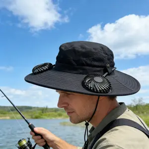 Summer Cooling Sun Hat with Dual Fans Long Lasting Battery Breathable Quick-Dry Fabric Perfect for Fishing Hiking Cycling Beach Activities