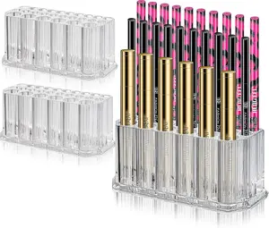 2Pcs Clear Acrylic Makeup Eyeliner Lip Liner Holder Organizer, 26 Spaces - Home Improvement.