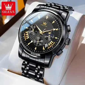 OLEVS Watches for Men Chronograph Business Dress Quartz Stainless Steel Water Resistant Luminous Date Wrist Watch