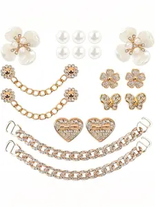 Sparkling shoe embellishment set, featuring pearl flowers and crystal rhinestones, perfect for Crocs, cute decorations, great for parties and birthdays, Rhinestone Shoes Charms. TikTokShopBlackFriday