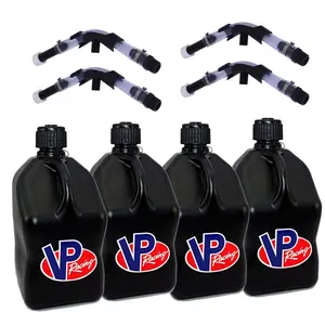 VP Racing 4-Pack Motorsports Container 5 Gallon Jug with Deluxe Hoses and Hose Benders in Multiple Colors for Racing Enthusiasts Durable Design Ideal for Racing Enthusiasts