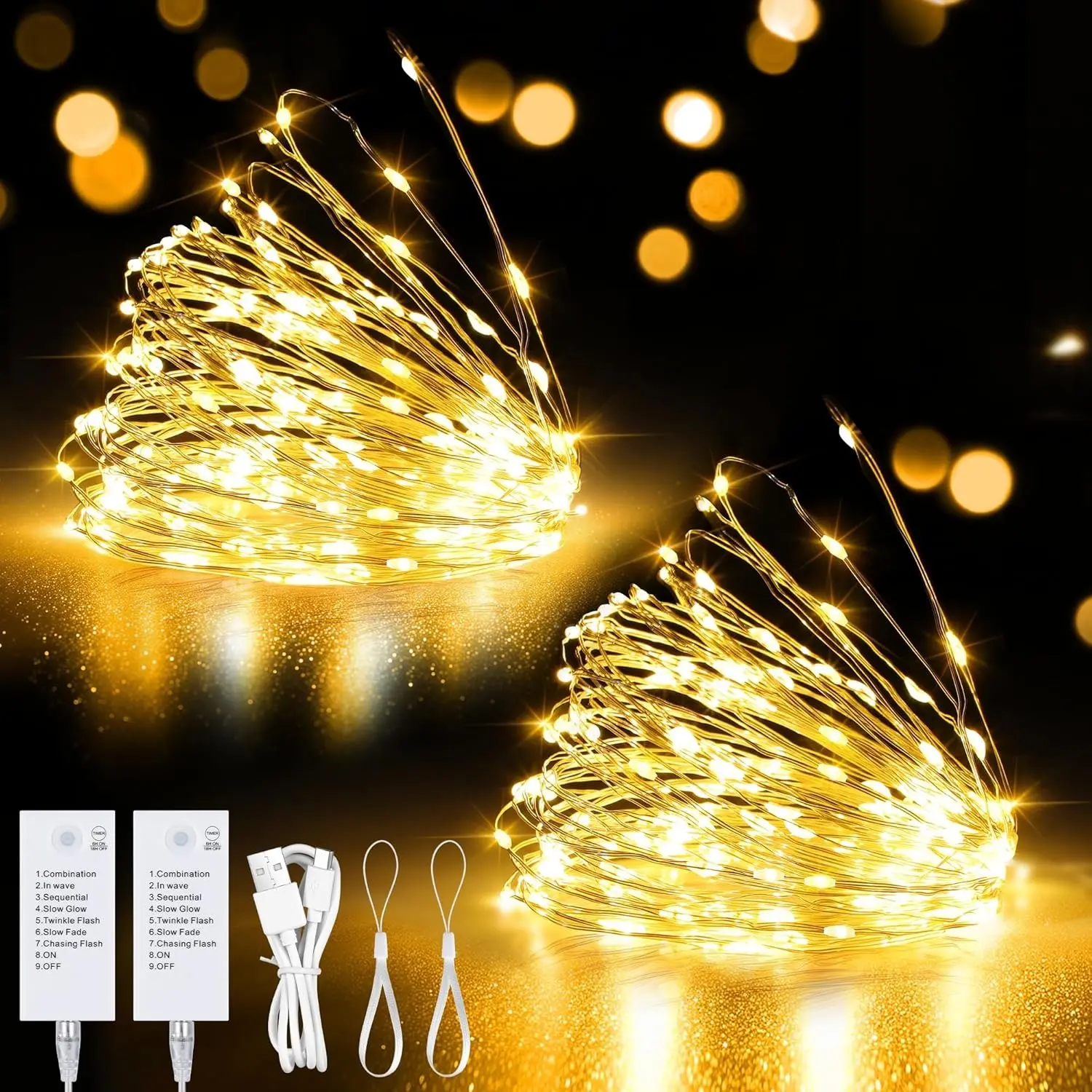 2 Packs Christmas String Lights, 10 Meters Long, With Warm Small Colored Lights, Photo Background Decoration, Small Light Strands, Room Decoration, Bedroom Curtains, Courtyard Branch Decoration, Christmas Balcony Ambiance Lights