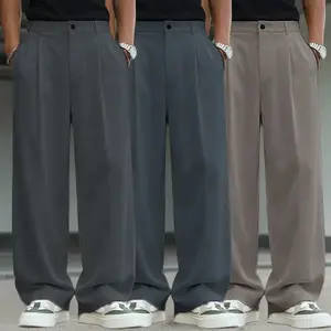 Men's 3-Pack Trendy Loose Wide Leg Pants - Thin and comfortable, pleated design, ideal for urban wear and everyday looks