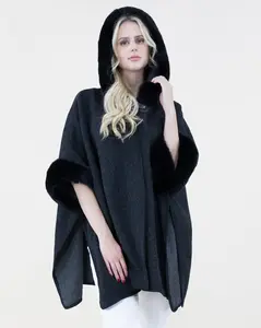 Cloak Cape w/ Faux Fur Trims & Neck Toggle